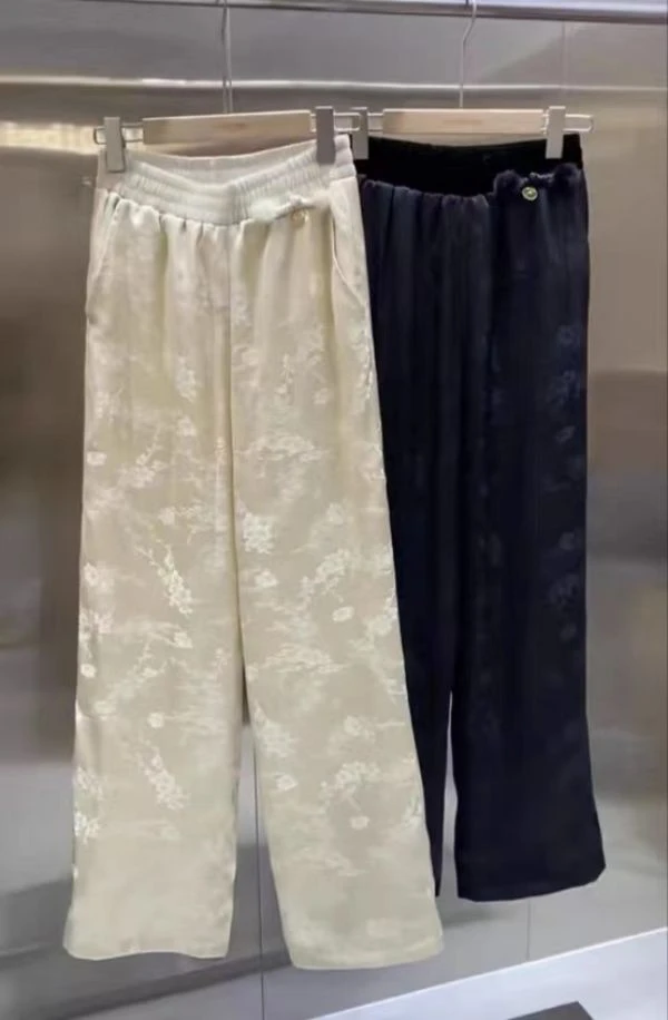 玛薇丝《醋酸棉裤》新国风裤子休闲百搭复古阔腿宽松显瘦牛仔时尚