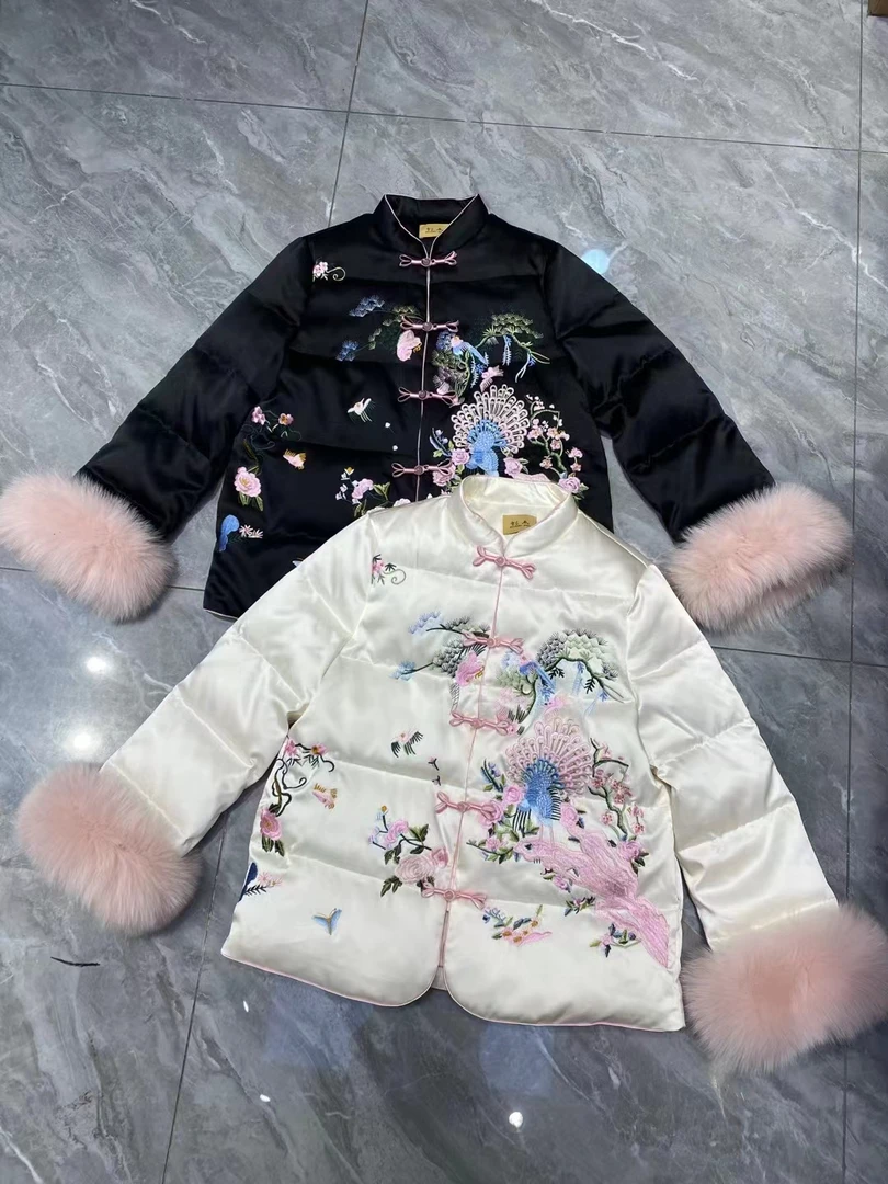 玛薇丝《孔雀东南飞》秋冬厚外套复古中式中国风民族风时尚国风刺绣