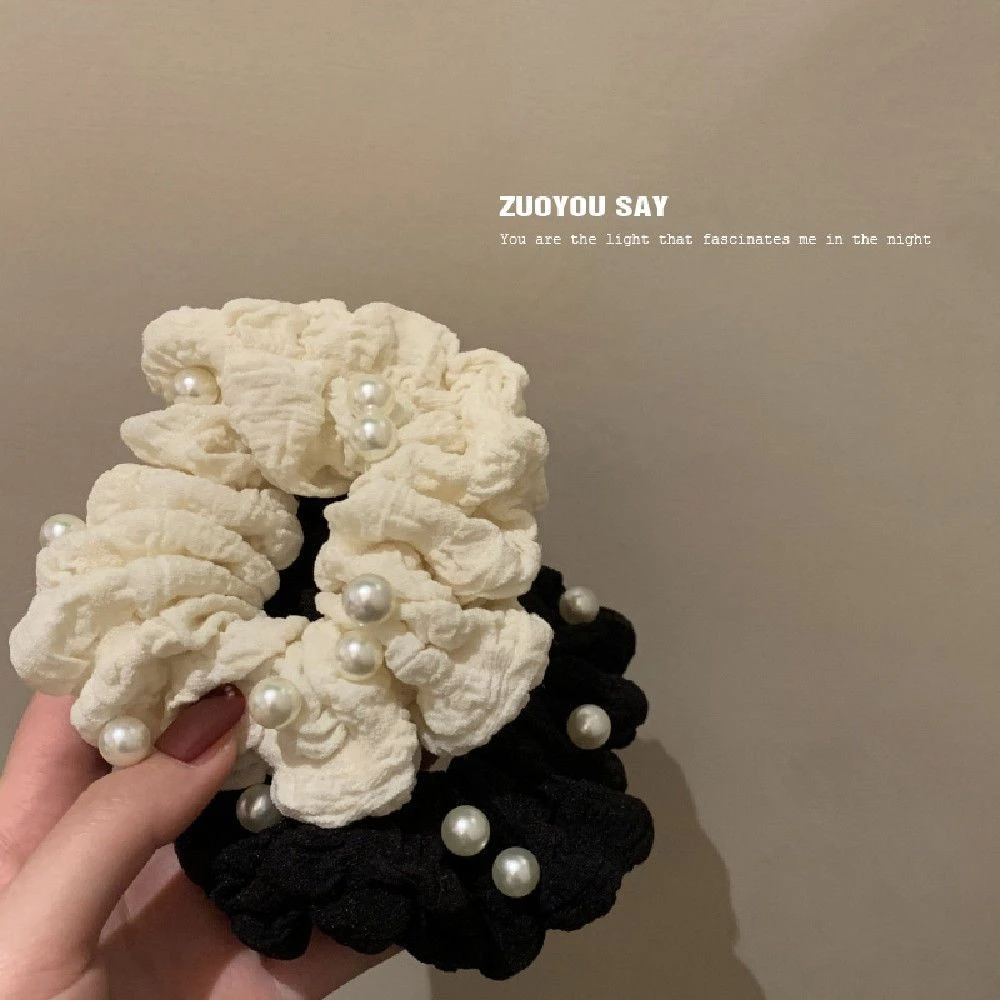 仿褶皱布艺大肠发圈女网红法式复古皮筋女扎头发绳发饰