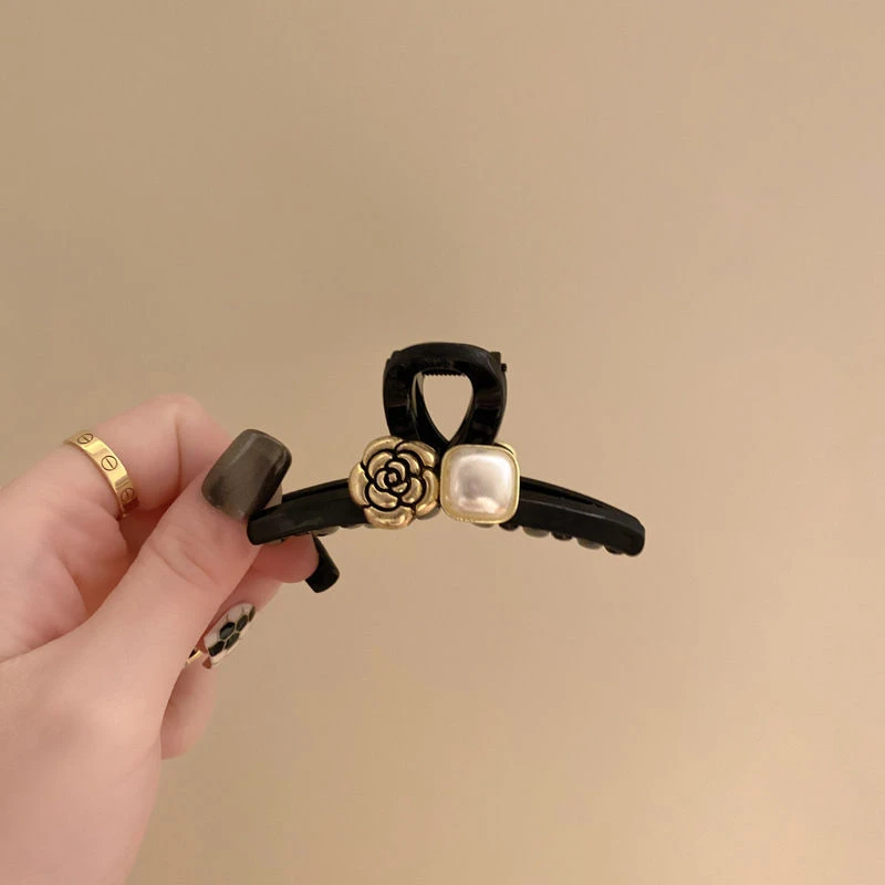 小香风~韩式发夹女仿山茶花抓夹小号半扎后脑勺发量少的