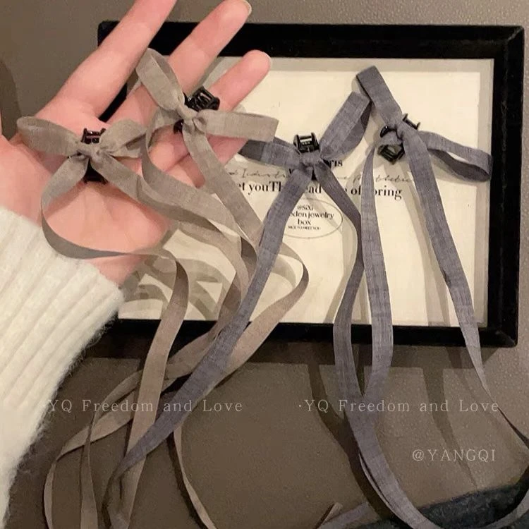 法式芭蕾风蝴蝶结飘带发夹女甜美少女高级感马尾小抓夹发卡发饰品