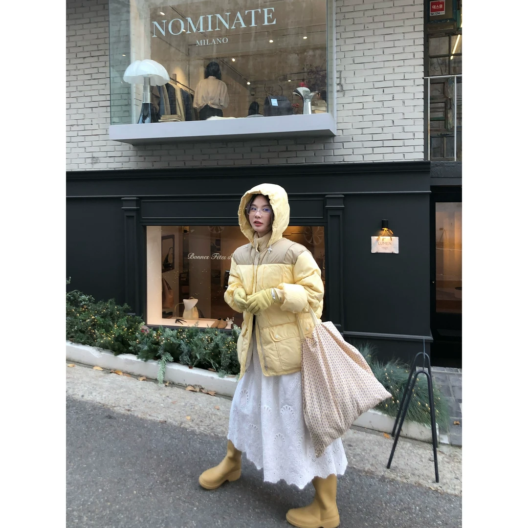 WXLSTUDIO 12/06 奶油泡芙 时尚与温暖并存 90白鸭绒撞色羽绒服