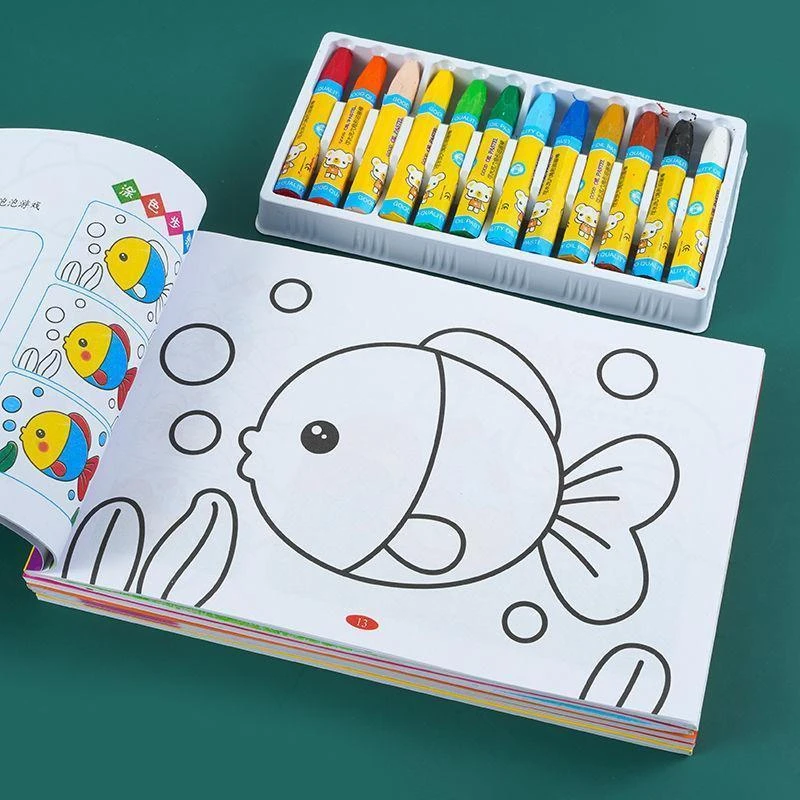 幼儿园宝宝填色涂鸦画画书儿童阶梯涂色本小孩绘画册3-4-5-6-162