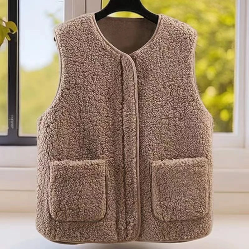 摇粒绒马甲背心外秋冬一体新款百搭洋气宽松时尚加厚坎肩外套