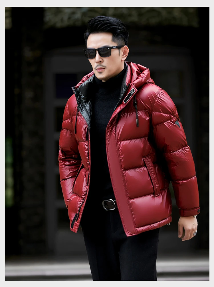 正品杭州保暖超加厚白鸭绒羽绒服男短款秋冬新款大码时尚潮流外套