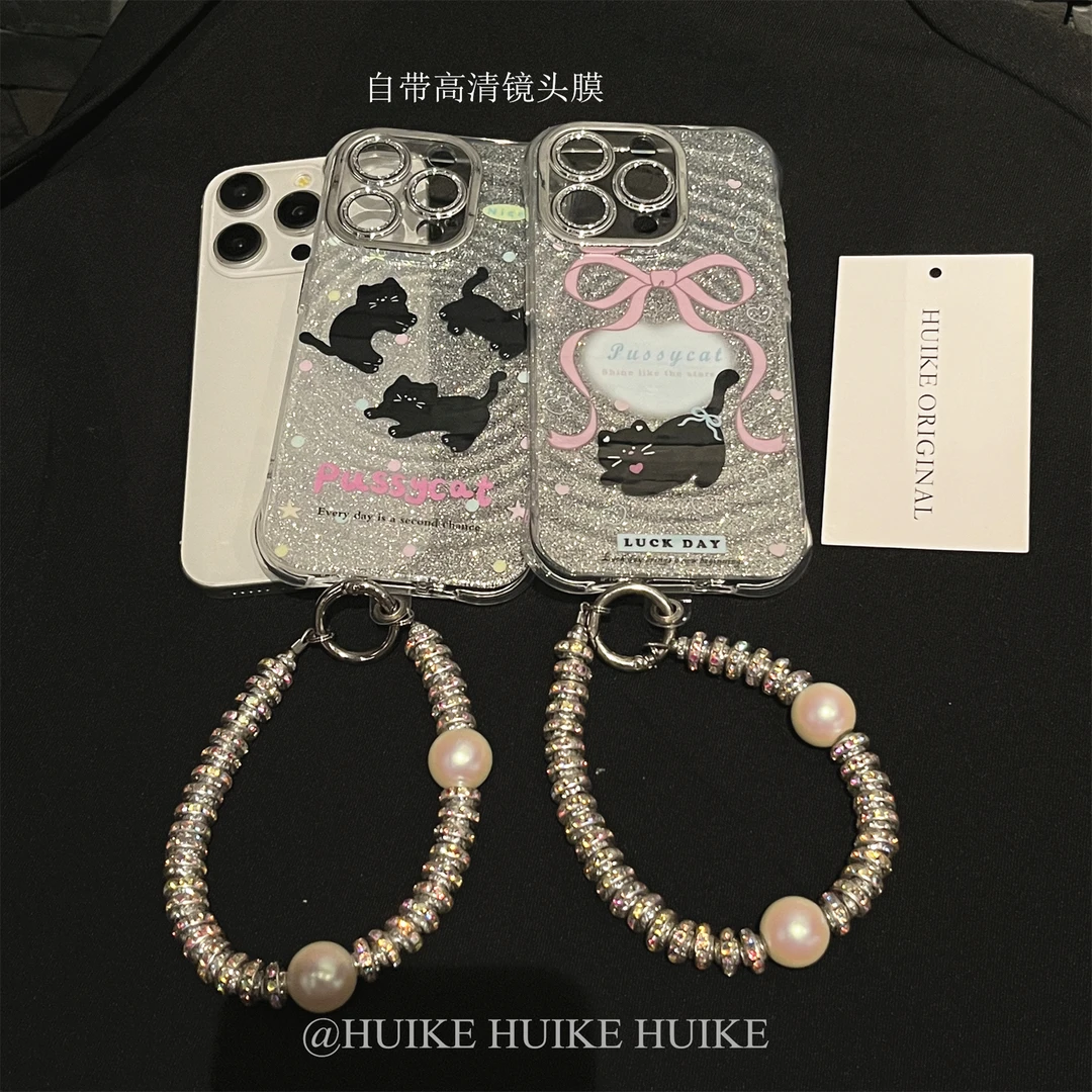 ins闪粉猫咪全包适用苹果15手机壳iPhone14/13/12promax11镜头膜