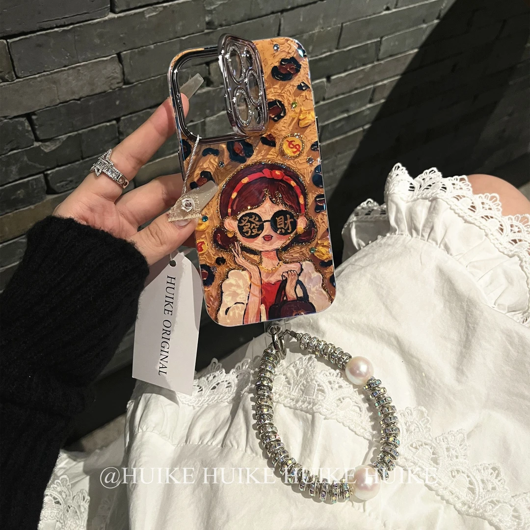 豹纹富婆全包镜头膜支架适用苹果16手机壳iphone15/14/13promax