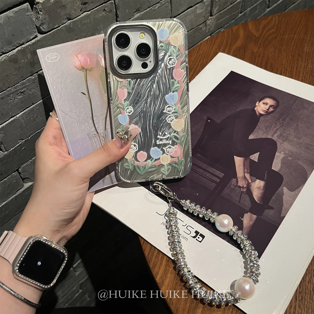 ins夏天羽毛花朵适用苹果15手机壳iPhone14/13/12promax轻薄小众