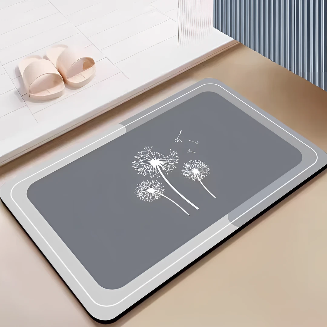 硅藻泥吸水垫家用浴室卫生间地垫超厚橡胶厕所防滑垫速干卡通脚垫