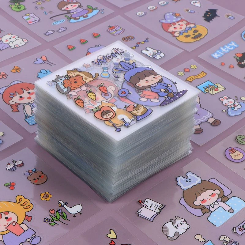 手账贴纸女孩儿童贴画儿童女孩防水PET卡通贴纸咕卡粘贴贴纸