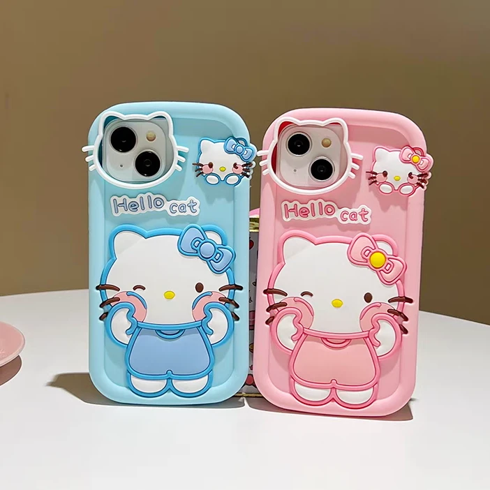 适用苹果oppo华为vivo|卡通kitty猫可爱iPhone17立体16硅胶手机壳