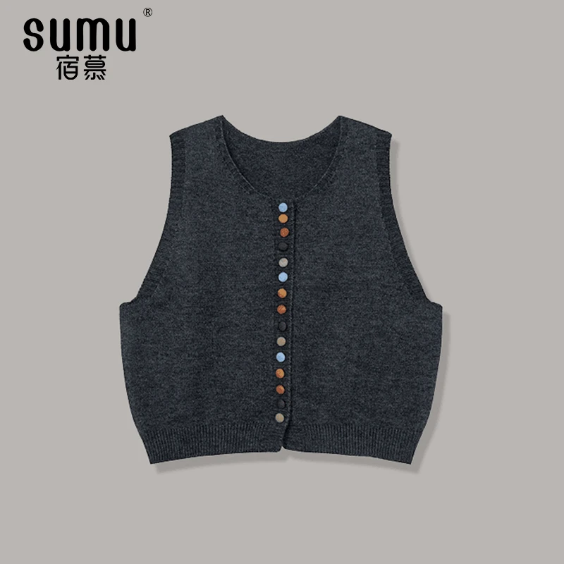 SUMU/宿慕通知下架马甲精品秋季潮牌新款无袖时尚百搭针织衫C450