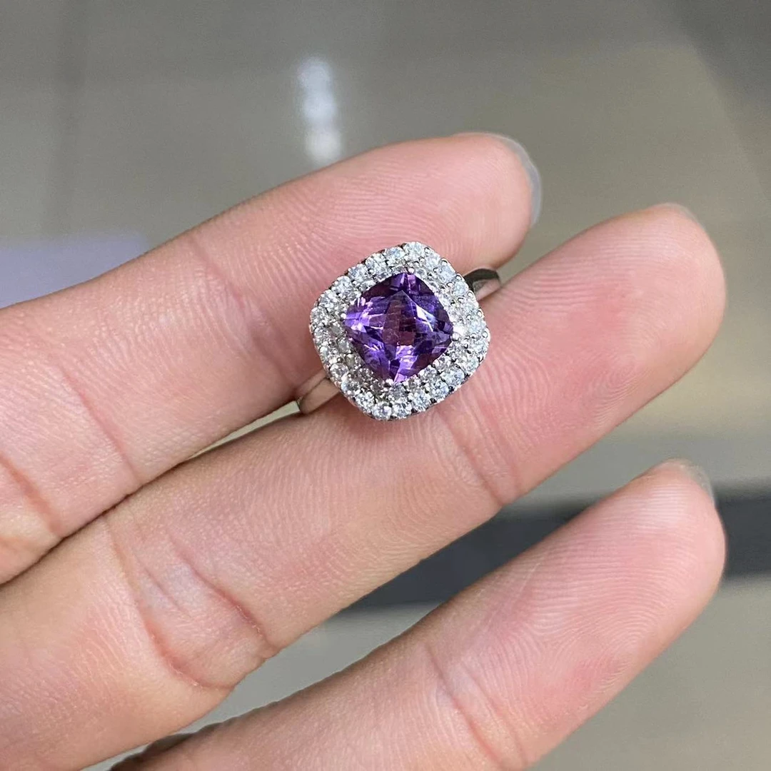 【北野珠宝】24 Y13252-S925银镶嵌紫水晶戒指