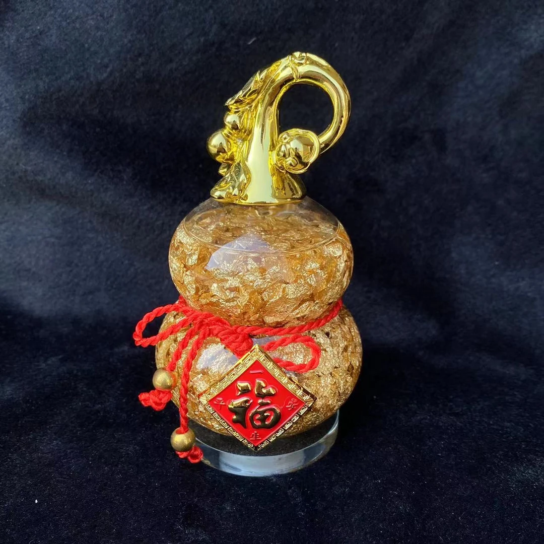 非金属吊坠 【北野珠宝】4 Y4195-葫芦金泊工艺品摆件-140x70mm