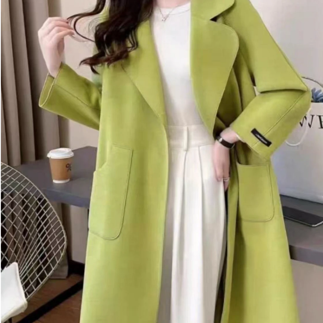 A252韩系赫本风休闲毛呢外套中长款女士时尚流行呢子大衣秋冬新款