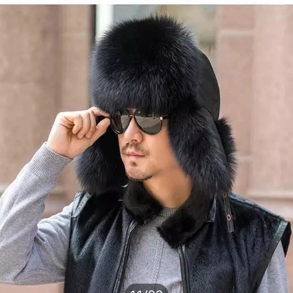 （顶配版）狐狸毛冬天户外加厚真皮护耳男士中老年霸王雷锋帽帽子