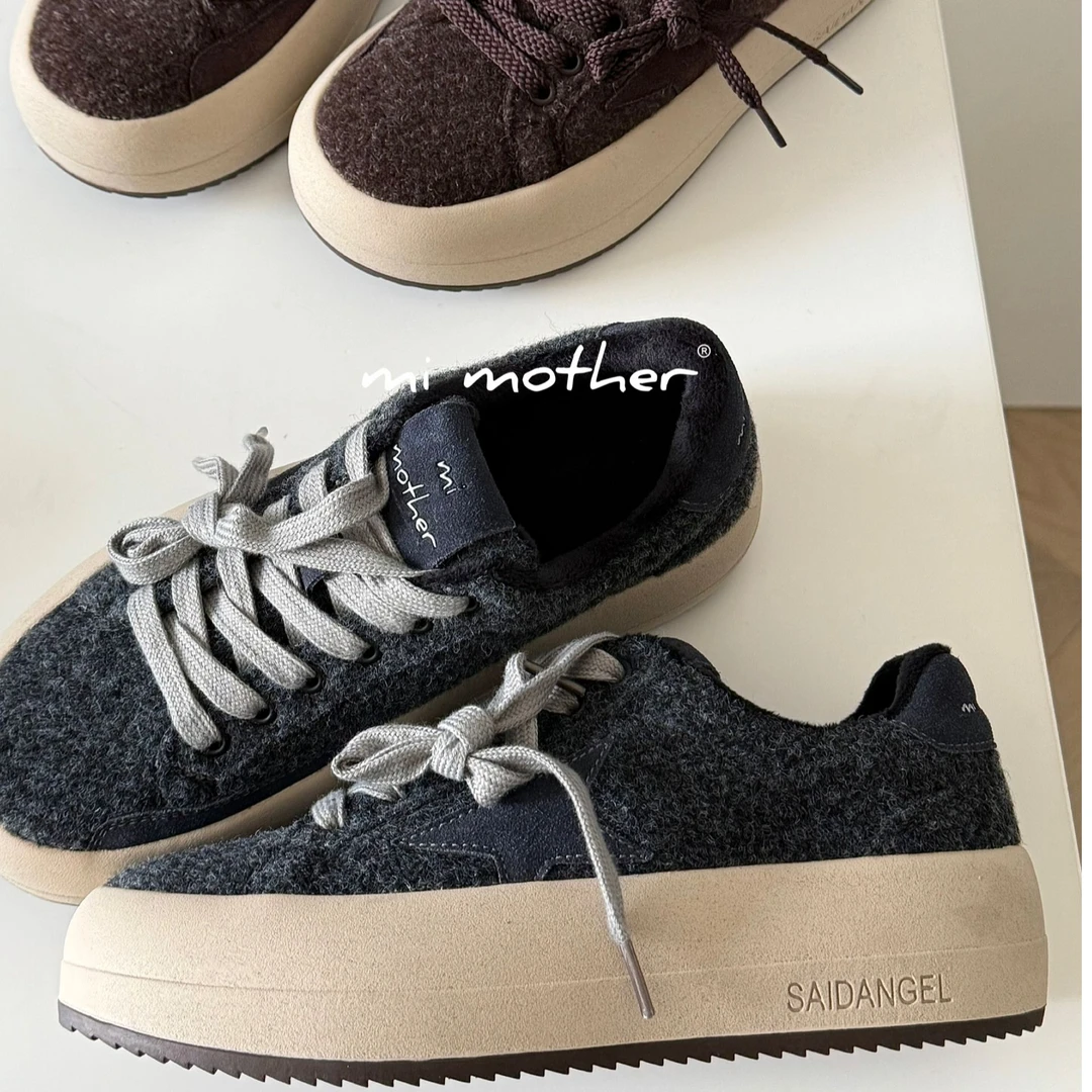 mi mother“厚底星星”毛茸茸 冬款加厚增高款休闲鞋 星星板鞋百搭