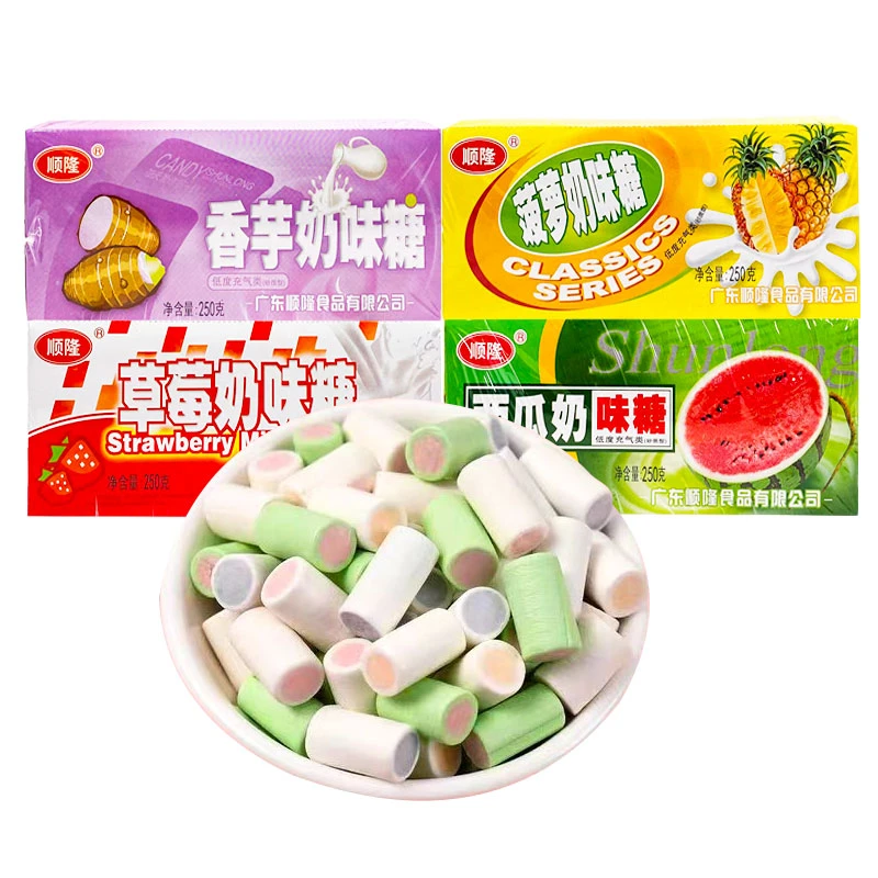 顺隆西瓜奶味糖香芋味菠萝味草莓味混合味夹心奶糖90后怀旧零食