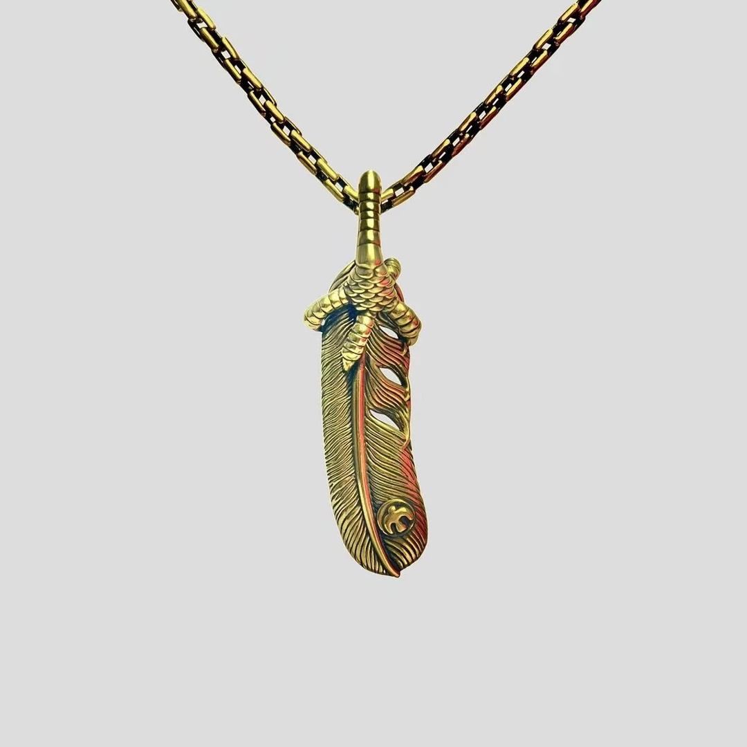 电黑金黄金羽毛吊坠时尚纯金挂件素款天使挂坠(不含链，绳)