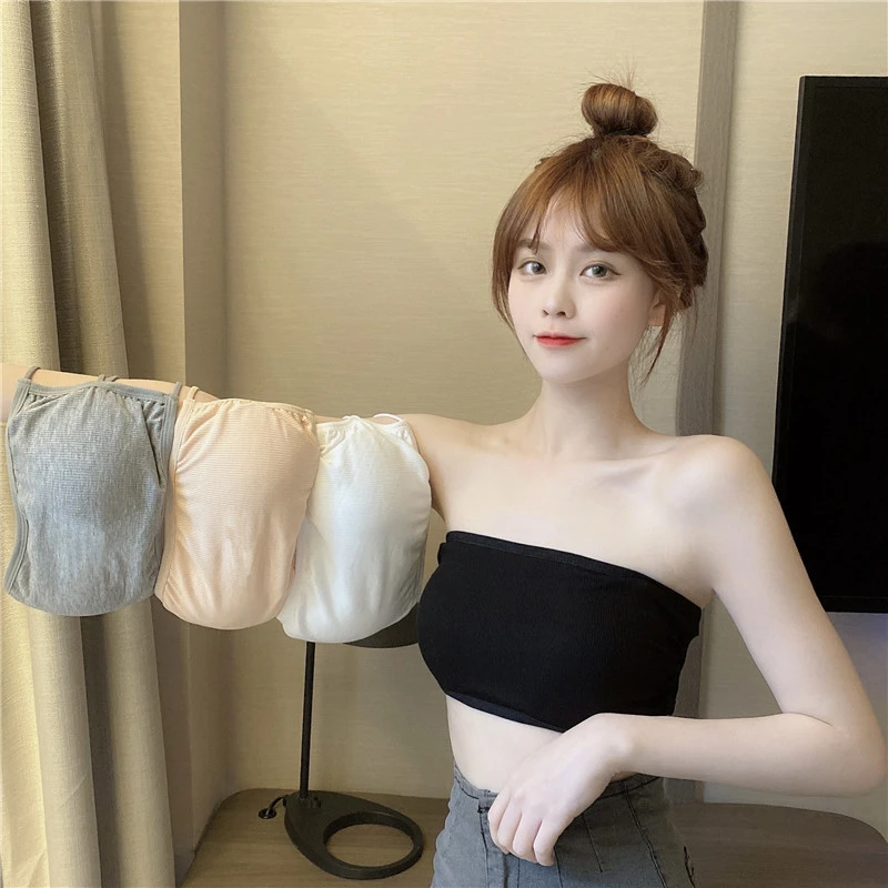 孕妇无肩带内衣女小胸聚拢一片式一体杯美背抹胸防滑裹胸防走光女