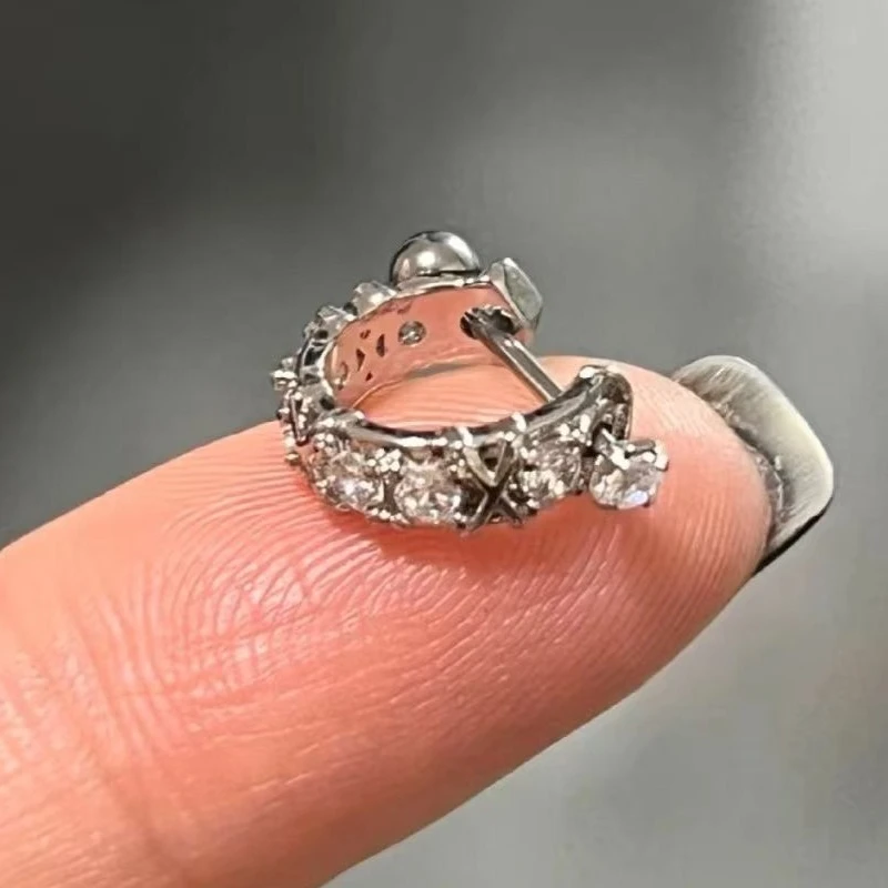 小众设计独特耳骨交叉耳骨环甜酷螺旋耳钉高级耳环百搭耳饰