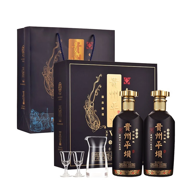 PINGBA/平坝酱香型白酒 贵州平坝尊享版礼盒装整箱53度500ml*2*3