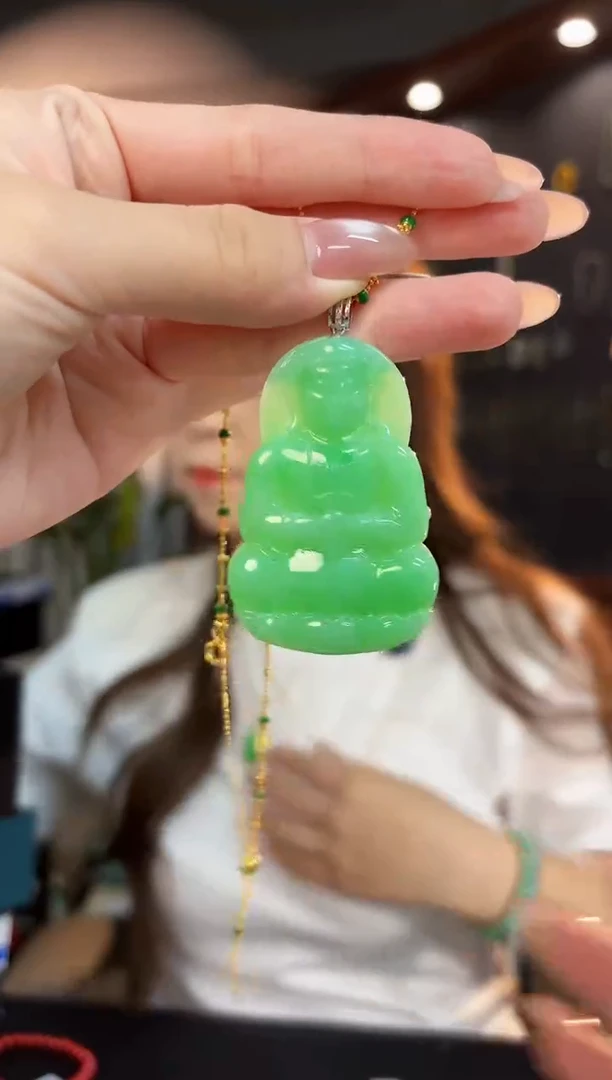 【闪购商品】翡翠吊坠(不含链)18K金镶嵌缅料A货/支持复检/一件