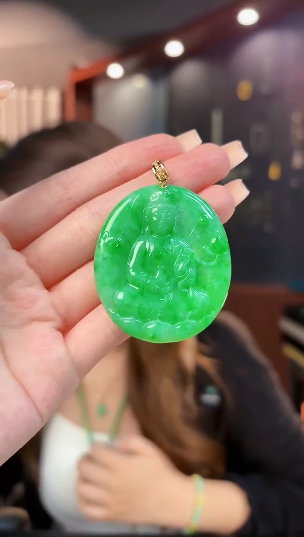 【闪购商品】翡翠颈饰18K金镶嵌缅料A货/支持复检/一件