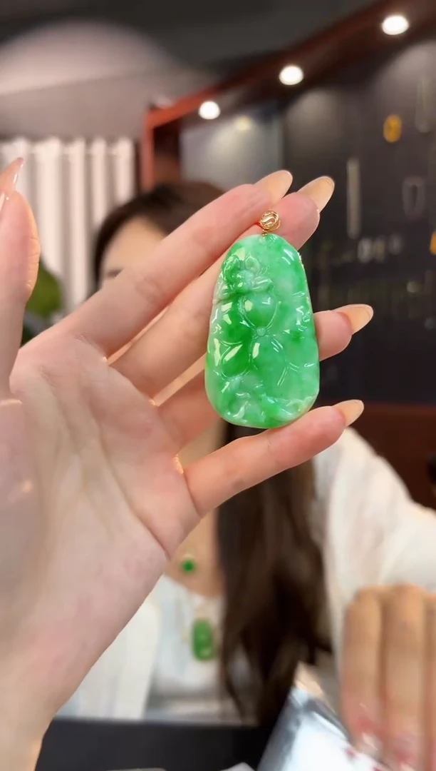 【闪购商品】翡翠颈饰18K金镶嵌缅料A货/支持复检/一件