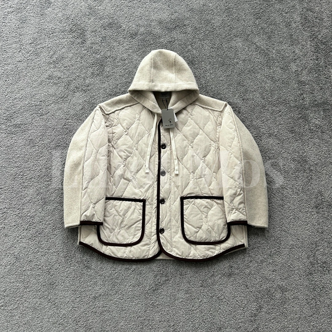 Elliot Mos立体拼色包边~Down Jacket 羊毛双面呢拼接羽绒服-0914