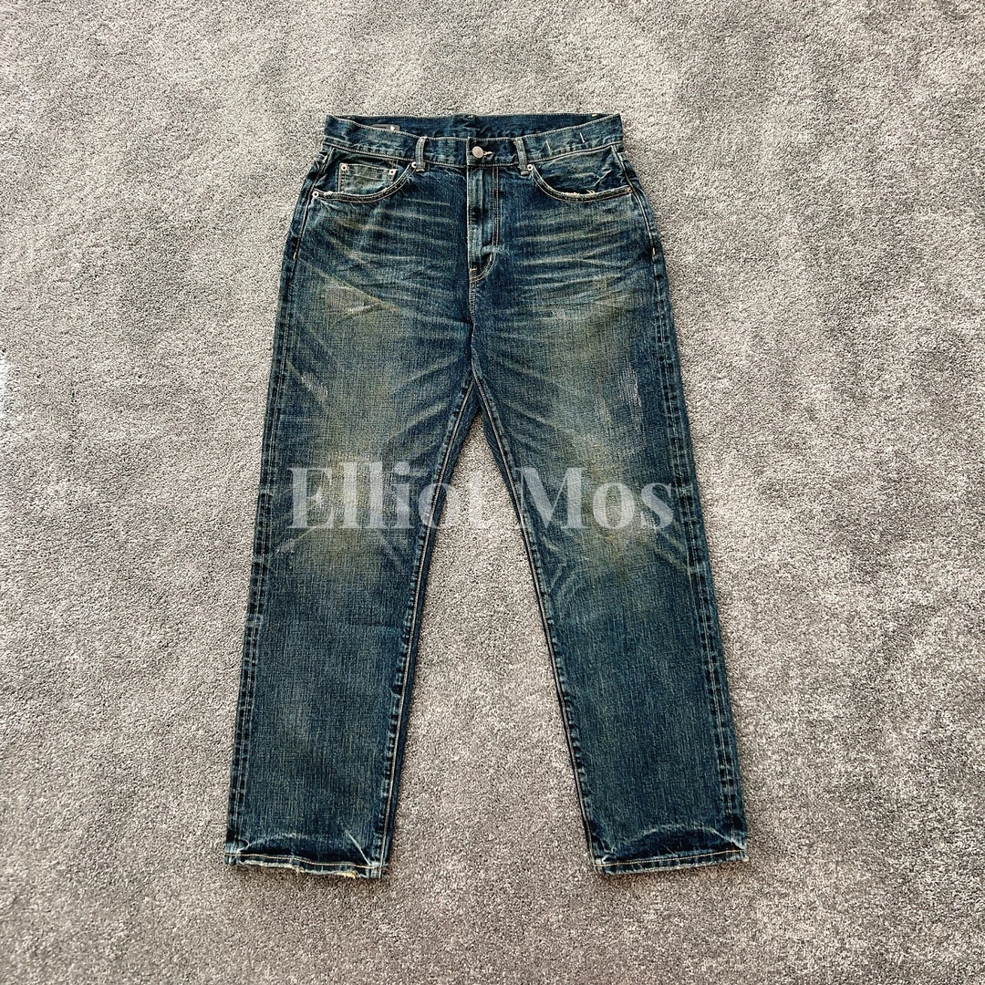 23FW Retro Vintage！Craftsmanship重工艺水洗做旧猫须牛仔裤0308