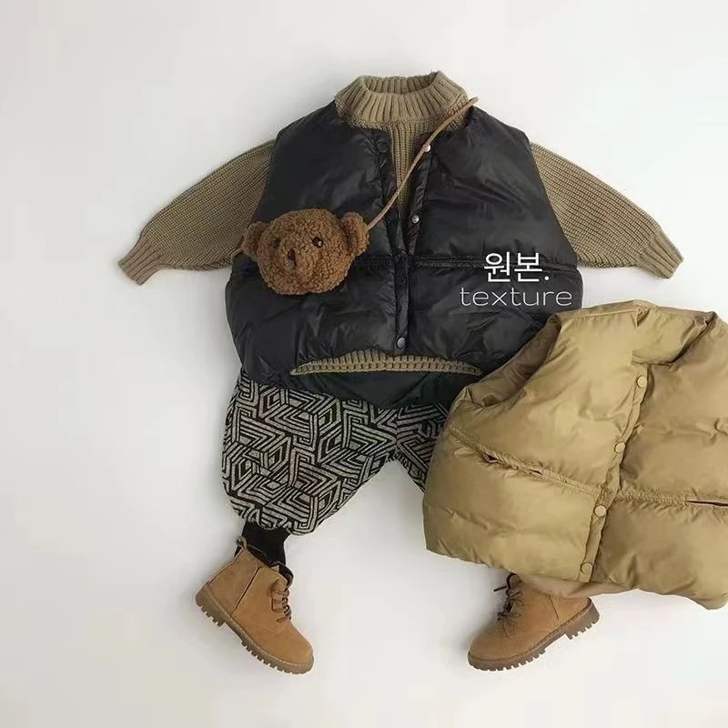 软乎乎的面包马甲~自留韩国男女儿童宽松简约棉马甲宝宝洋气背心