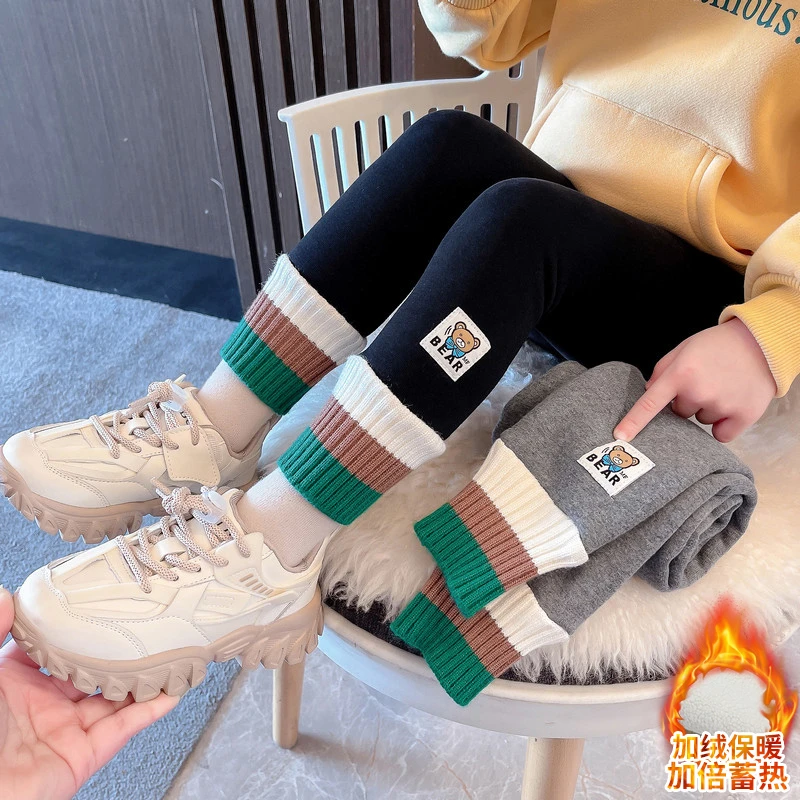 女童蓄热打底裤九分春秋中厚加绒加厚保暖宝宝秋冬儿童长洋气外穿