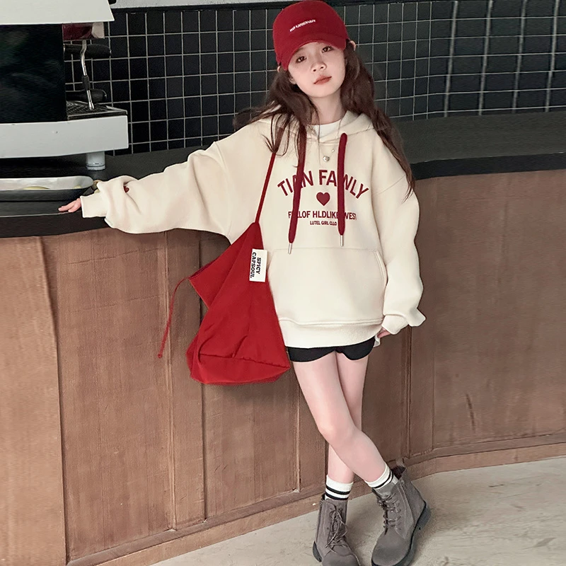 秋冬新款加绒加厚连帽卫衣女百搭宽松字母印花ins潮套头上衣潮