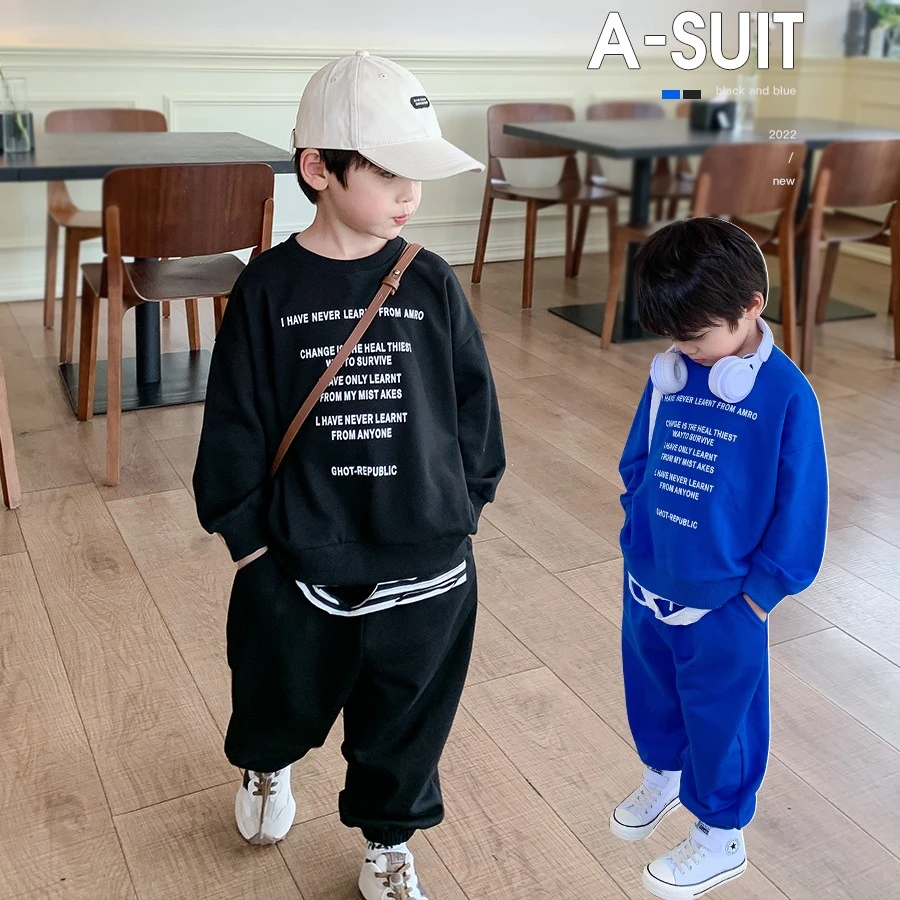 DD3227 ivan家童装秋装品质童装男童破洞假两件套装潮童穿搭 昕 H