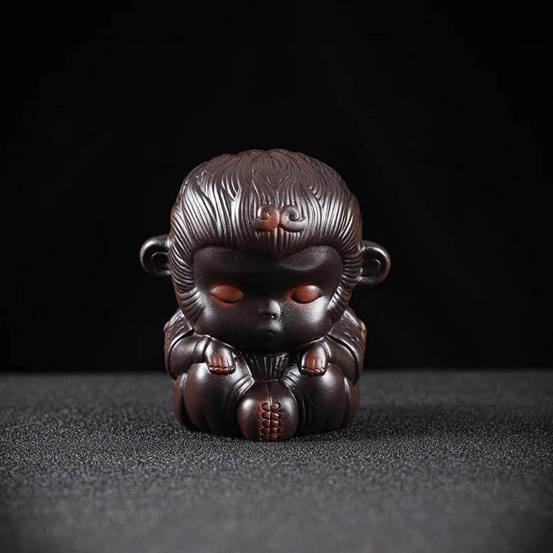 紫砂茶宠灵猴精品摆件高档可爱创意陶瓷家用个性摆设瑞兽中式茶玩