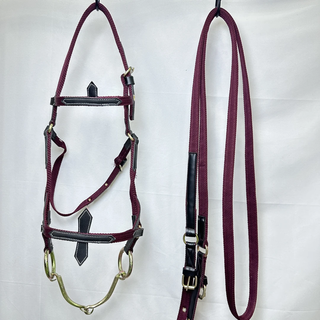 新款三层加厚马嚼子骑马缰绳一套大小可调加厚耐磨赛马专用