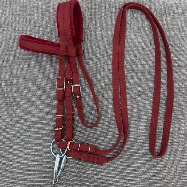 新款加厚夹棉马叉子马嚼子送骑马缰绳一套大小可调节调教龙头