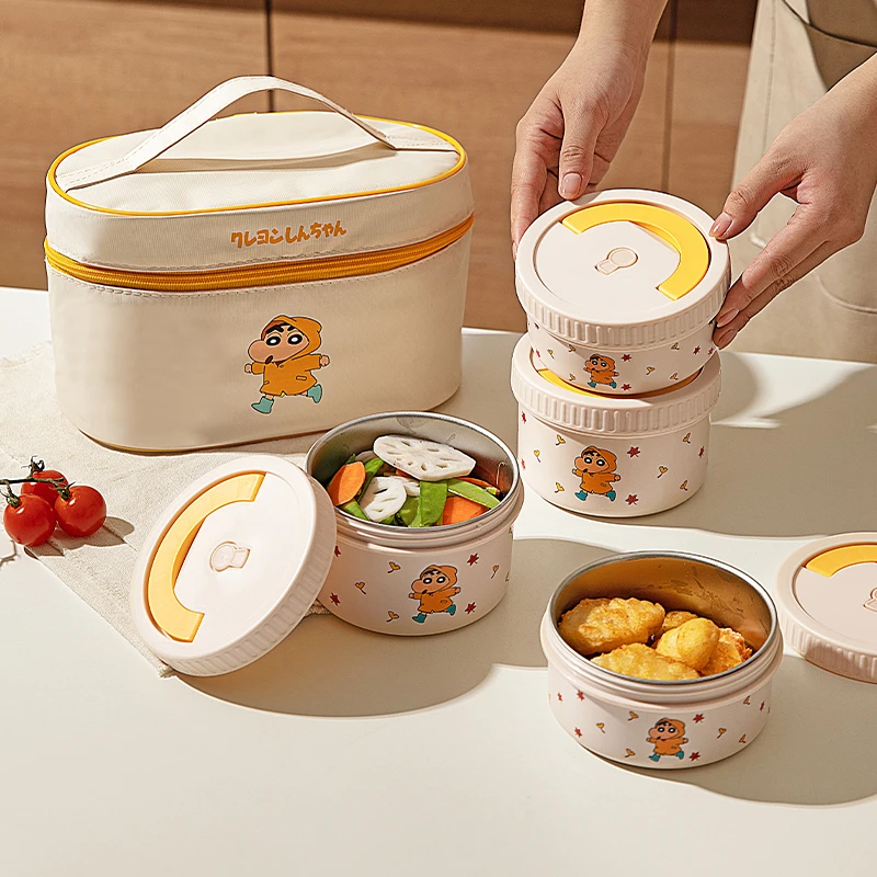 【摩登主妇粉丝专享】蜡笔小新不锈钢可加热饭盒便携便当盒学生带饭