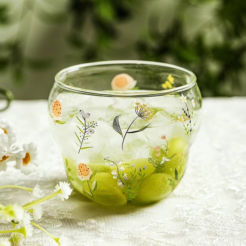 【摩登主妇】小枝荨玻璃杯女家用水杯早餐杯咖啡杯牛奶燕麦杯酸奶杯