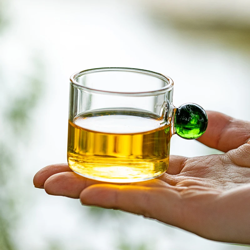 【摩登主妇】6只混色韩国ins玻璃杯奶罐创意圆球把手牛奶杯咖啡杯