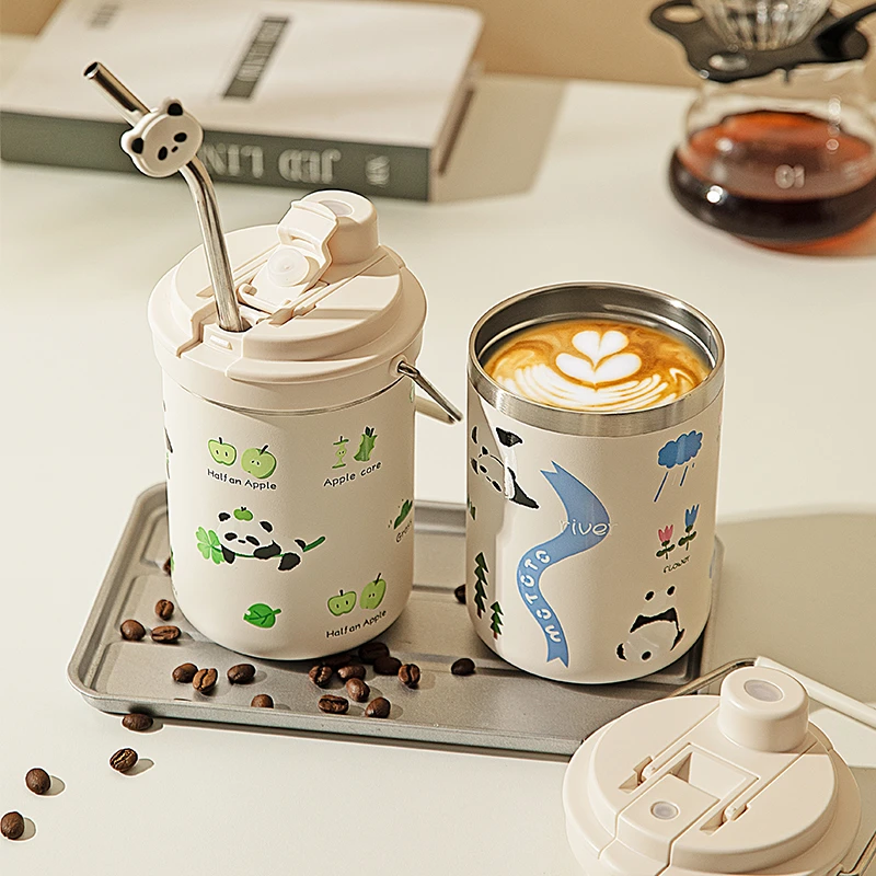 【摩登主妇】mototo熊猫保温杯大容量水杯女2024户外便携手提杯子