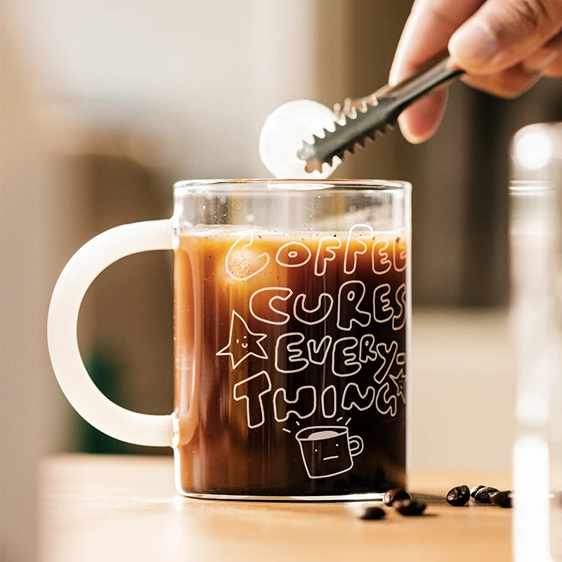 摩登主妇原创挂耳咖啡杯耐高温玻璃水杯大容量刻度杯家用喝水杯子