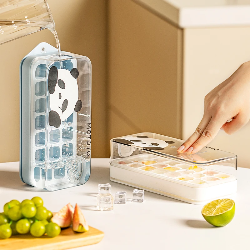 【摩登主妇】mototo熊猫冰块模具按压式冰格食品级冰箱自制储冰盒