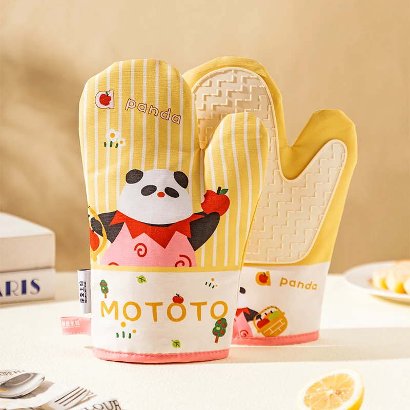 【摩登主妇】mototo熊猫苹果隔热防烫手套烘焙厨房烤箱微波炉耐高温