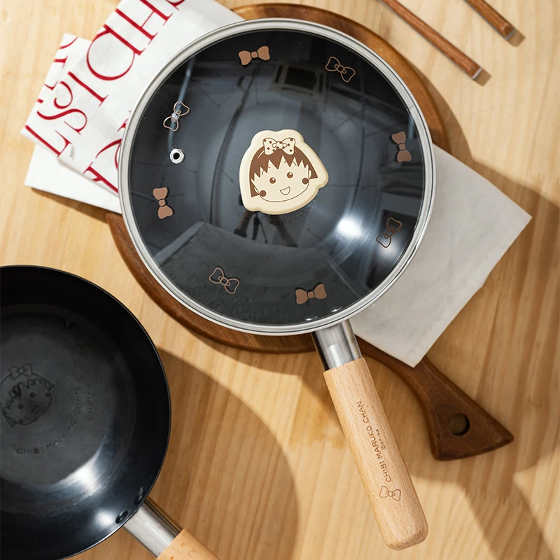 摩登主妇樱桃小丸子可爱风厨具铁锅不粘锅无涂层奶锅多功能辅食锅