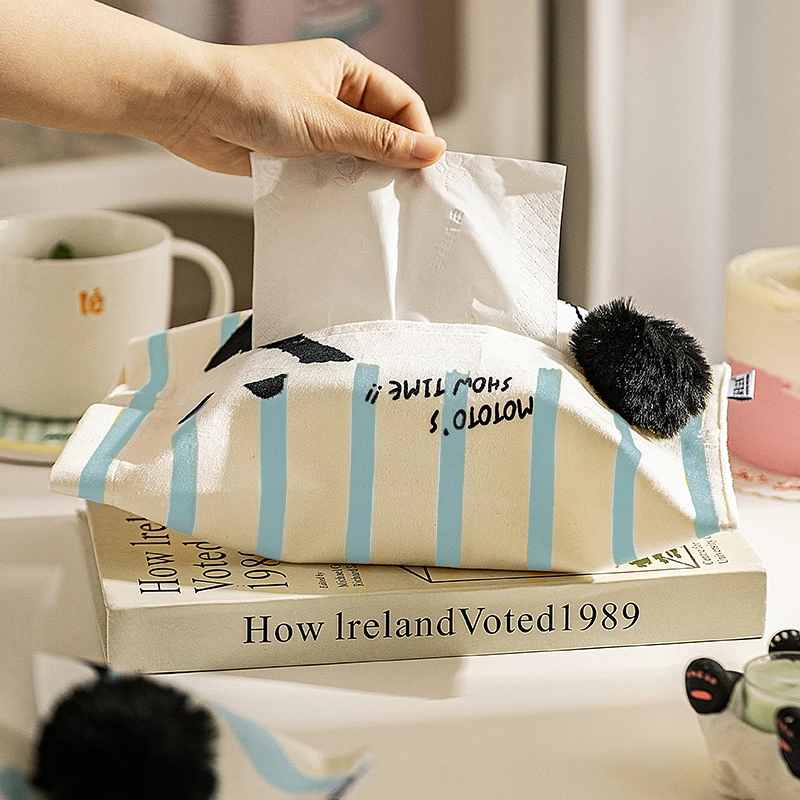 【摩登主妇】mototo熊猫布艺纸巾收纳袋办公室客厅车载抽纸盒罩子