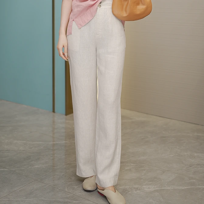 时空集原创正品100%汉麻1007新款女士休闲裤遮肉显瘦垂感直筒女裤
