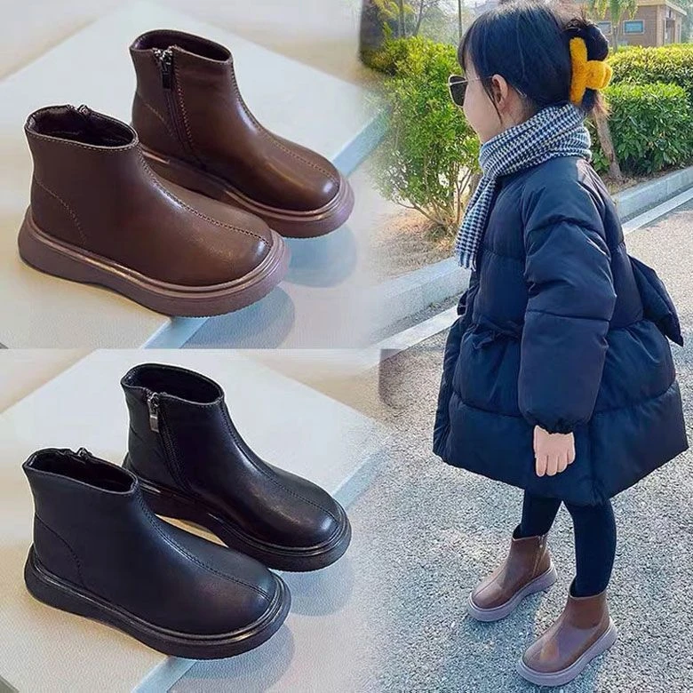 儿童短靴厚底马丁靴2023秋冬季新款女童洋气男童单靴加绒宝宝棉鞋