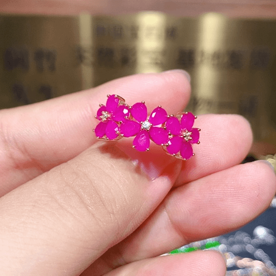 红宝石戒指银S925镶嵌